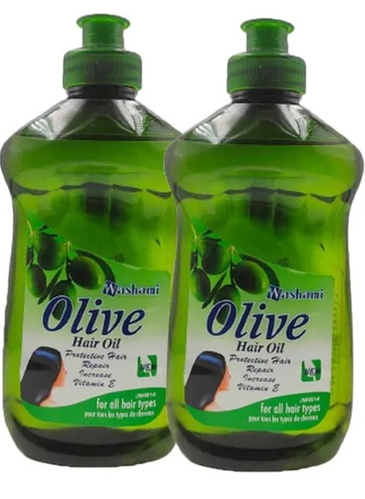 Washmi Pack o f 2 Olive Hair Oil 250 ml - Image 1
