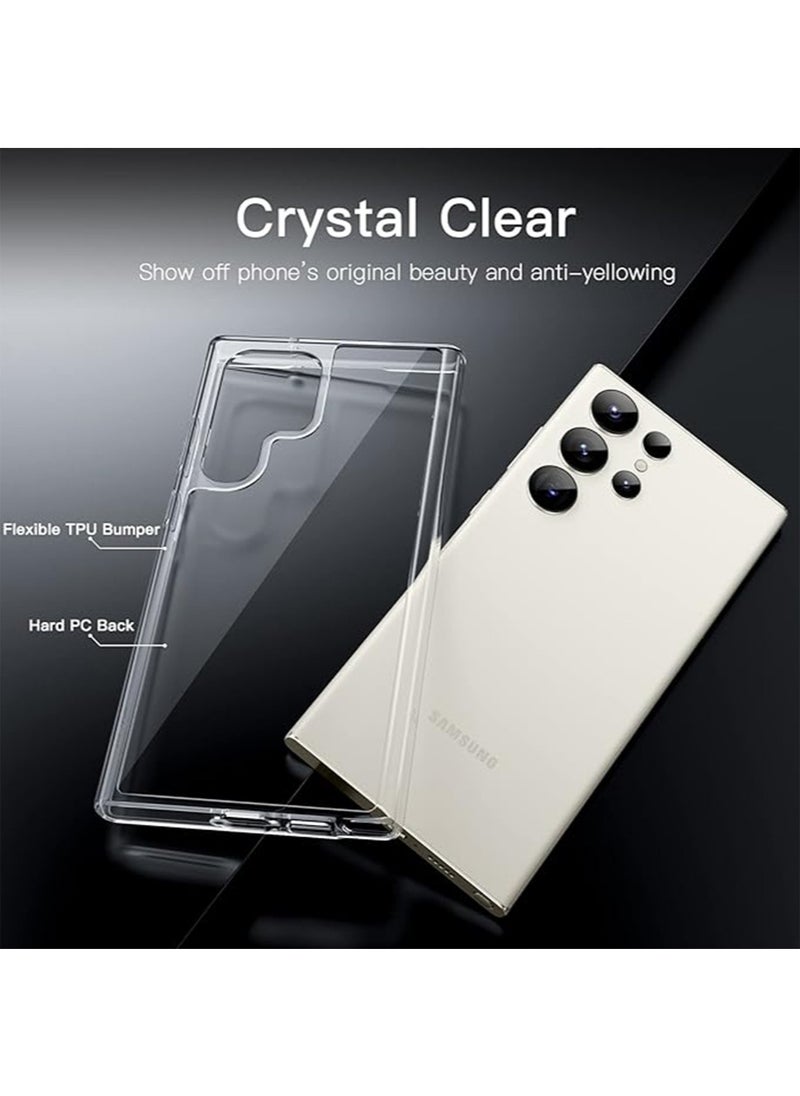 X-level Samsung Galaxy S24 Ultra Clear Case Cover with Anti-fingerprint Anti-drop Pc+Tpu Comfortable Touch Feel back Cover Support Wireless Charging Camera Len Protector Non-Yellowing Shell Transparent  - Image 2