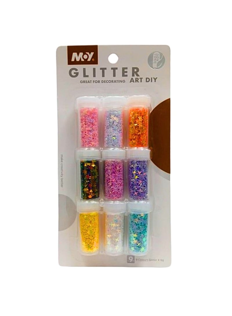 Moy Glitter Kit (9 Color Glitter) For Decorating Art Diy - Multi Color - Image 2