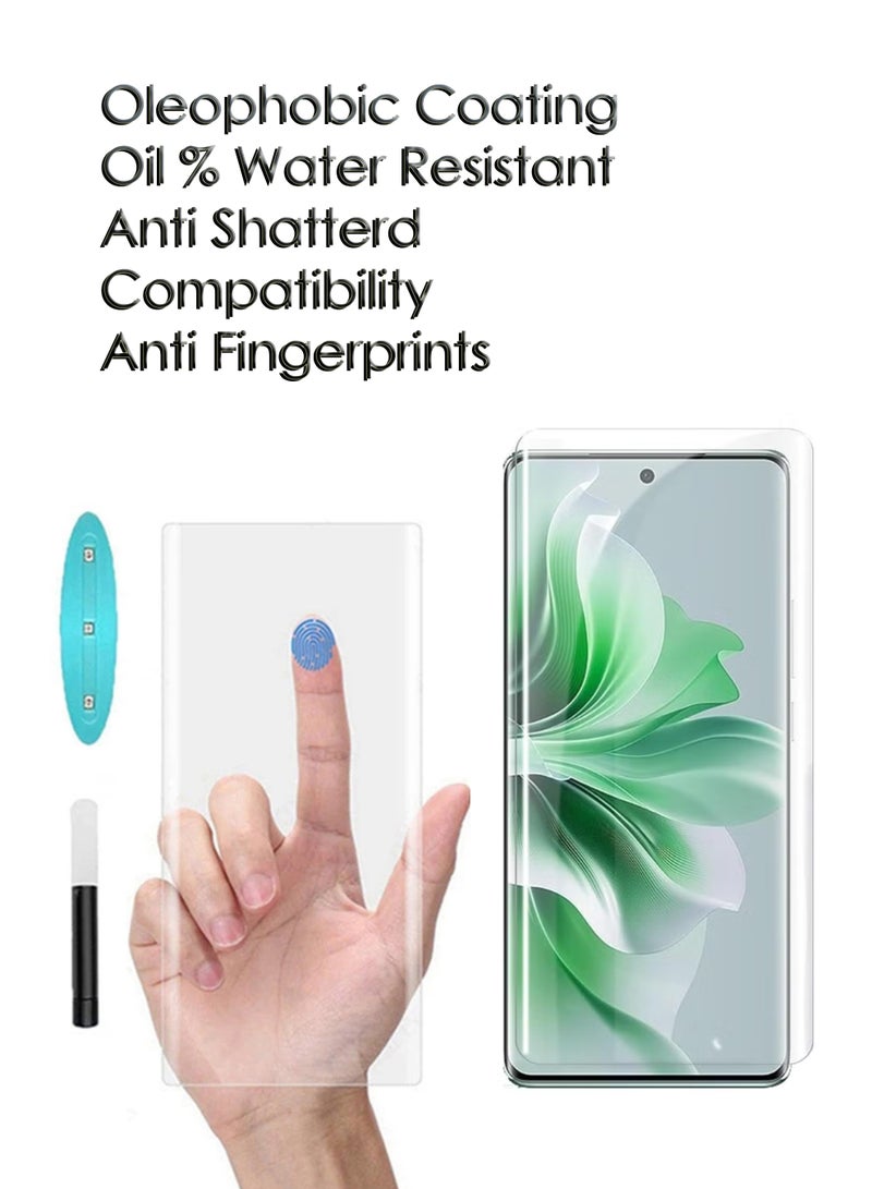 For Oppo Reno 11 - UV Advanced Premium Tempered Glass Screen Protector Guard , Full Adhesive UV Curved Case Friendly HD Clarity With Installation Kit - Image 4