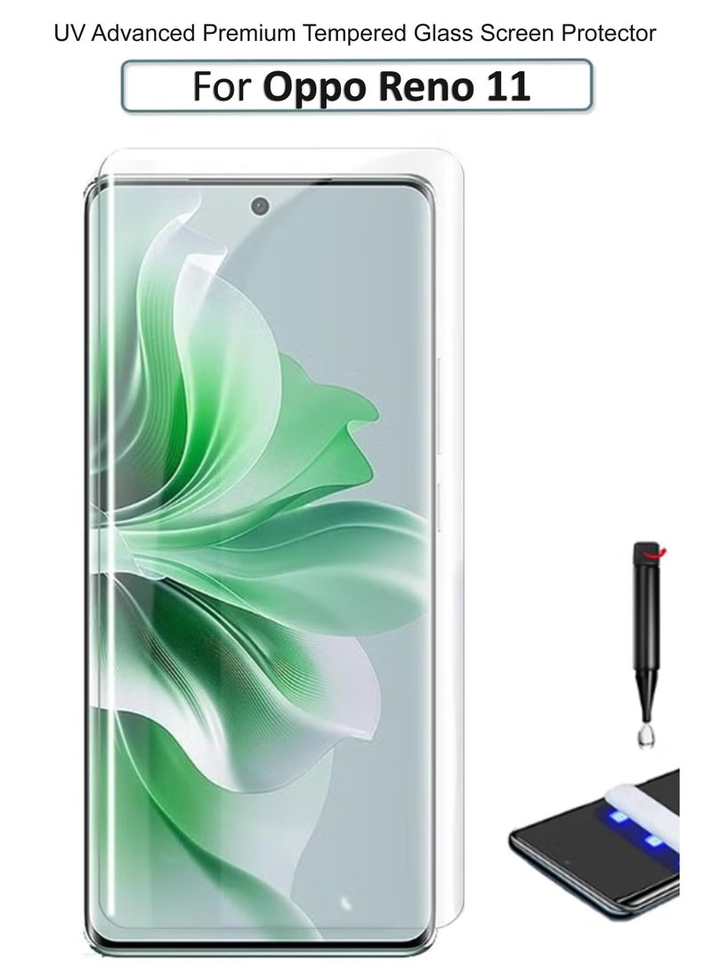 For Oppo Reno 11 - UV Advanced Premium Tempered Glass Screen Protector Guard , Full Adhesive UV Curved Case Friendly HD Clarity With Installation Kit - Image 1