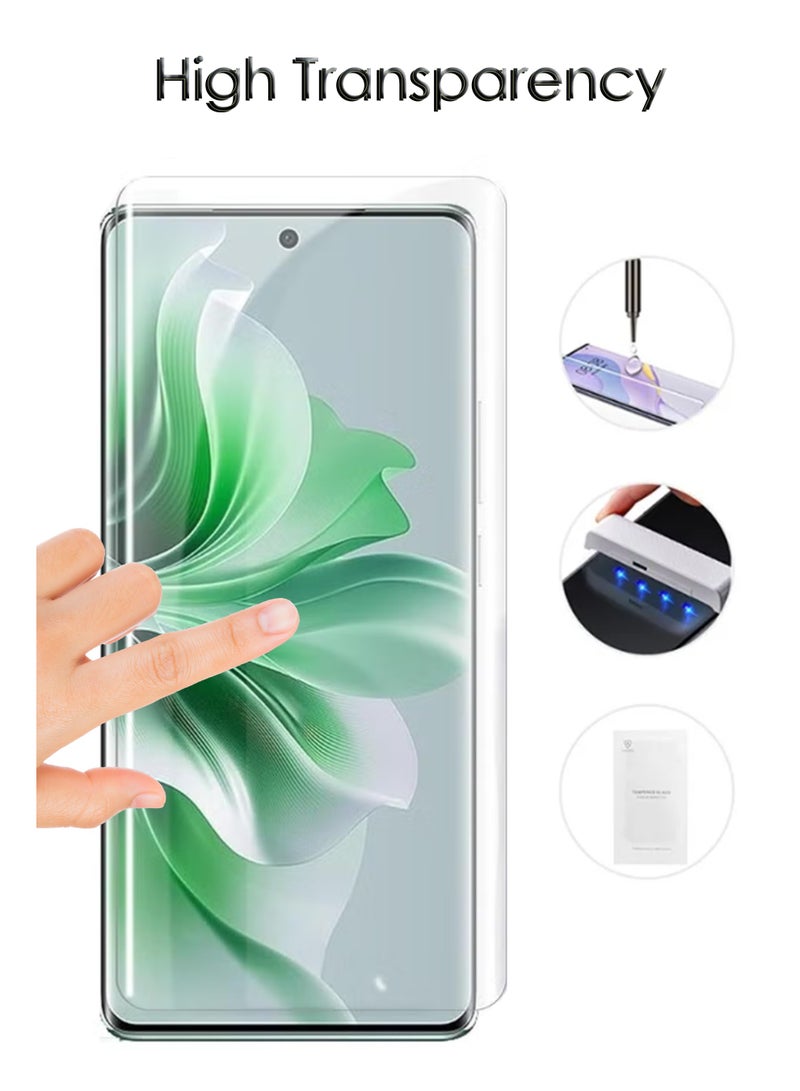 For Oppo Reno 11 - UV Advanced Premium Tempered Glass Screen Protector Guard , Full Adhesive UV Curved Case Friendly HD Clarity With Installation Kit - Image 2
