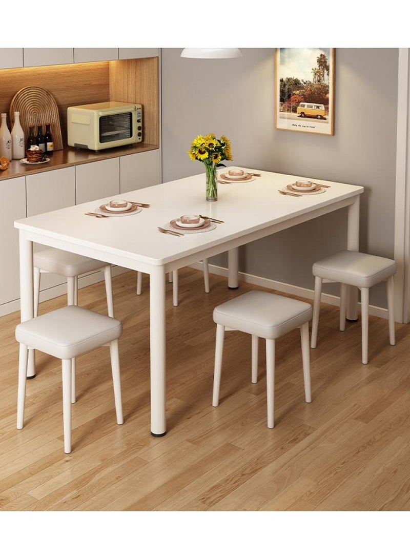 إيونتو طاولة طعام عصرية - سطح من الخشب الصلب مع أرجل من الفولاذ المقوى، 140×60×75 سم، سطح سهل التنظيف، استخدام مزدوج لتناول الطعام والمكتب المنزلي - Image 1