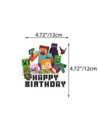 Minecraft Theme Birthday Party Decorations Set – Banner, Cake Toppers & 24 Balloons for Kids Party - view 4