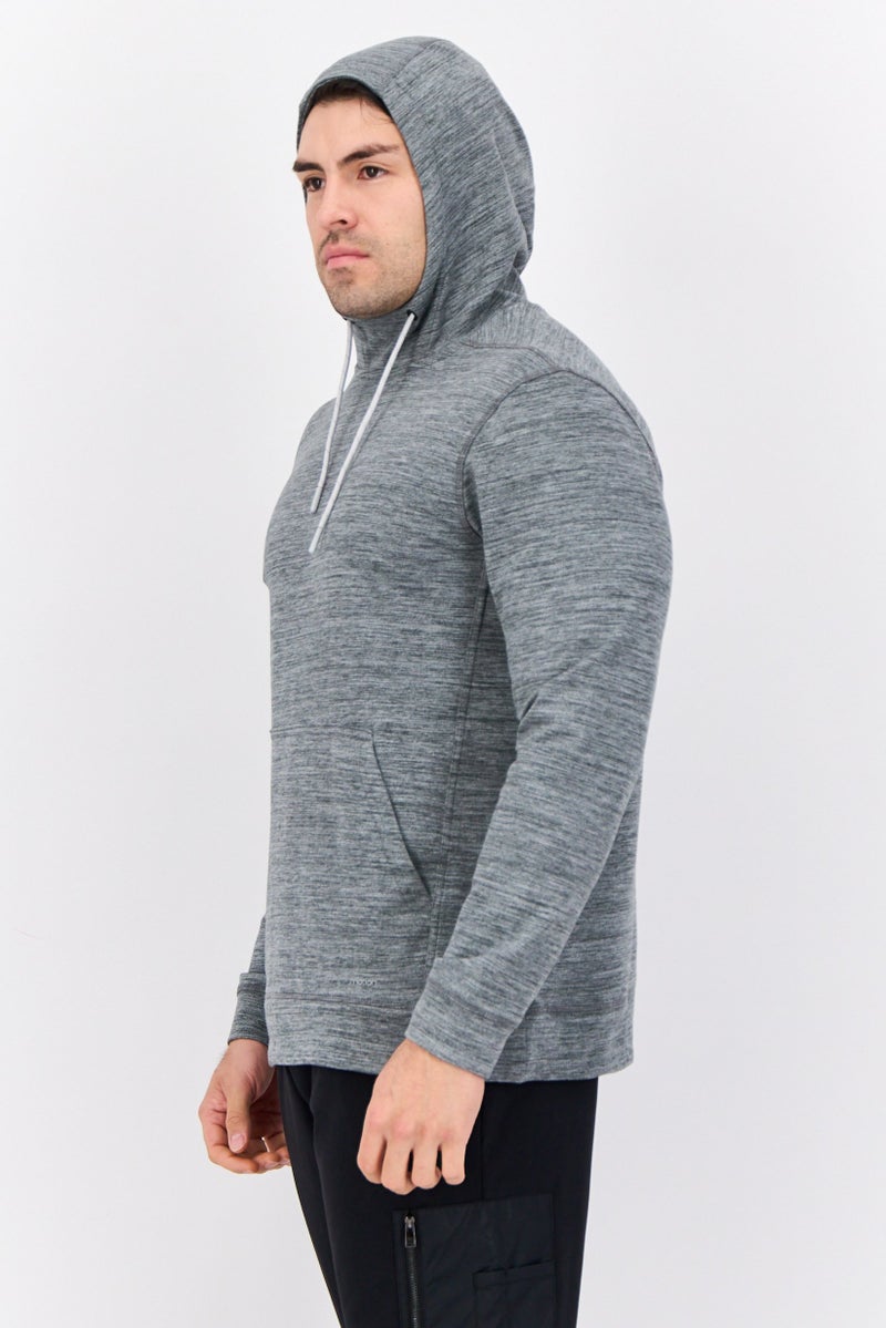 MOTION Men Sportswear Fit Long Sleeve Outdoor Hoodie, Heather Grey  - Image 3