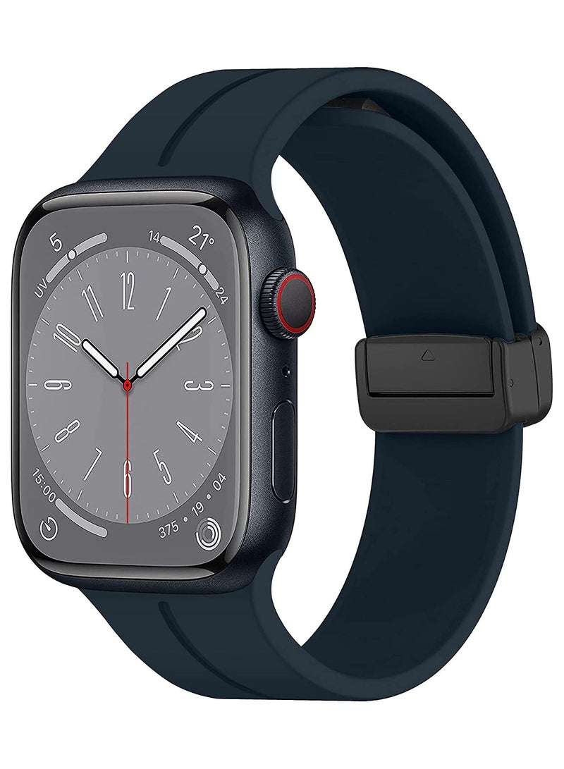 GENNEXT Simple Stylish Folding Magnetic Silicone Strap Band Shockproof Wear Resisting For 42MM 44M 45MM 49MM Series Ultra - Image 1