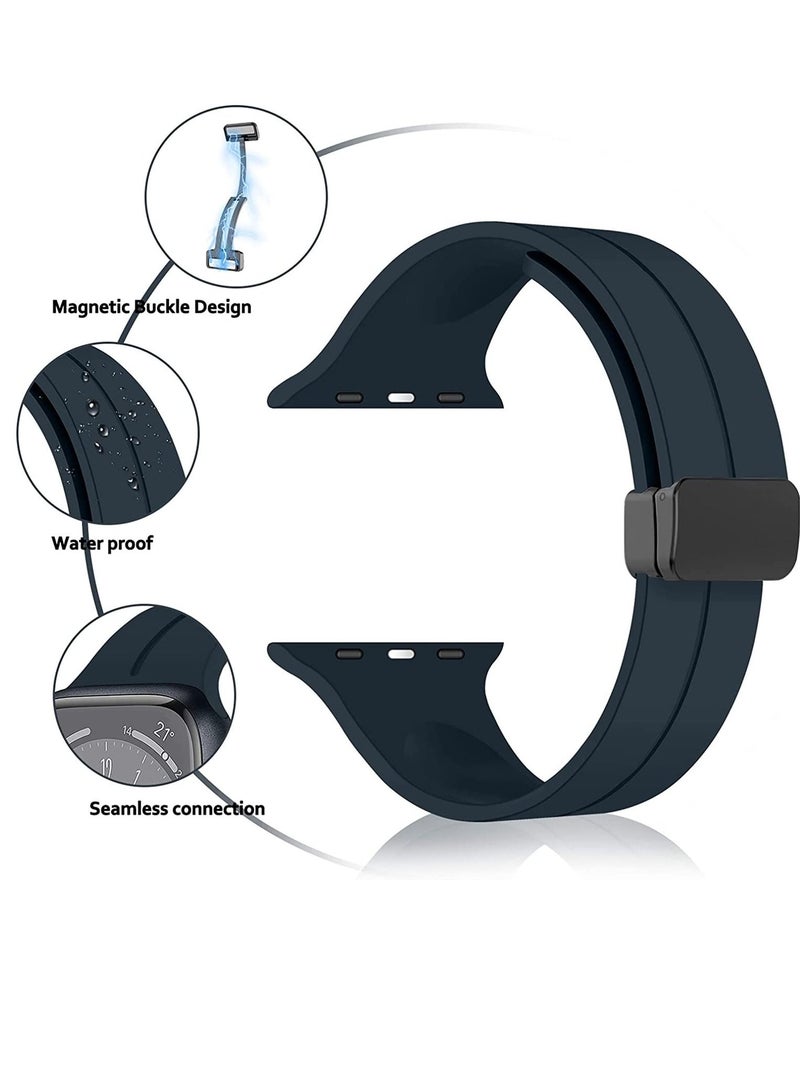 GENNEXT Simple Stylish Folding Magnetic Silicone Strap Band Shockproof Wear Resisting For 42MM 44M 45MM 49MM Series Ultra - Image 2