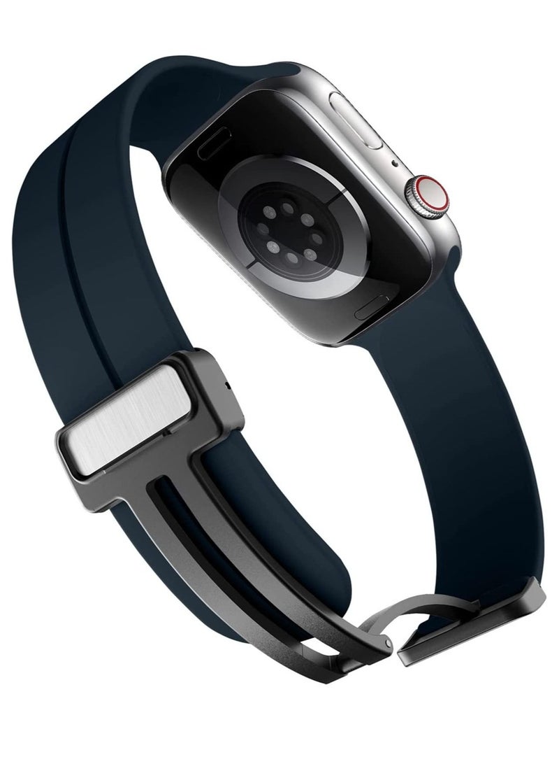 GENNEXT Simple Stylish Folding Magnetic Silicone Strap Band Shockproof Wear Resisting For 42MM 44M 45MM 49MM Series Ultra - Image 3