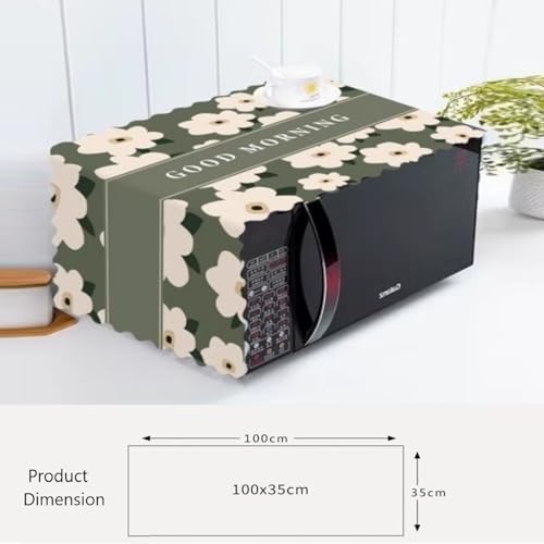 DARSHANAM WORLD Microwave Oven Cover, Waterproof Modern Design Kitchen Oven Cover Attractive Decorative Dust Proof Appliance Oven Top Cover (100 x 35 cm) (Good Morning) - Image 3