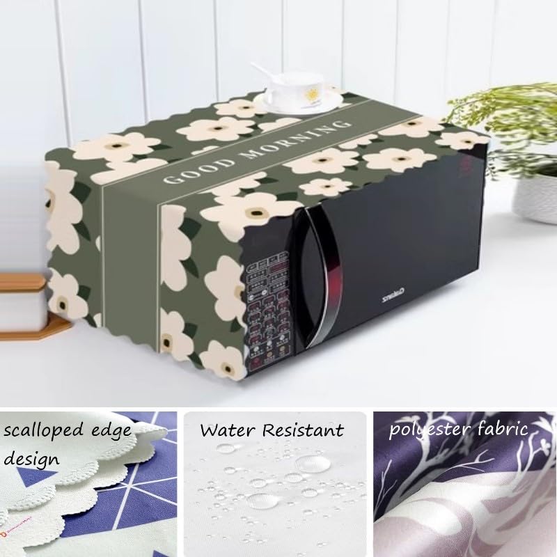 DARSHANAM WORLD Microwave Oven Cover, Waterproof Modern Design Kitchen Oven Cover Attractive Decorative Dust Proof Appliance Oven Top Cover (100 x 35 cm) (Good Morning) - Image 2