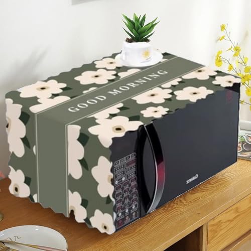 DARSHANAM WORLD Microwave Oven Cover, Waterproof Modern Design Kitchen Oven Cover Attractive Decorative Dust Proof Appliance Oven Top Cover (100 x 35 cm) (Good Morning) - Image 1