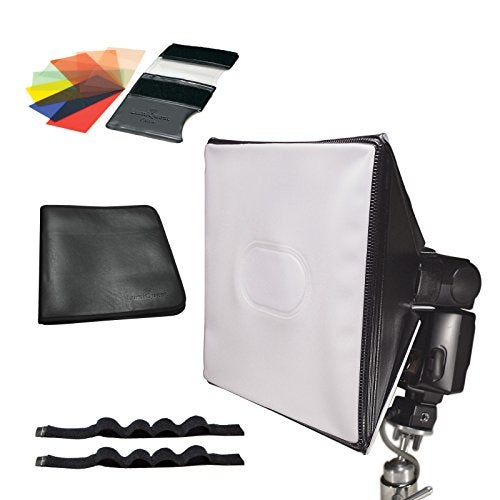 Lumiquest 9-Piece Colored Gel Strobist SoftBox Lighting Kit LQ-132 with UltraStrap Bundle - Features Light Modifier, Shadow Reducer and Light Diffuser - Includes FXtra Compact Flash Gel Flash Balancer - Image 1