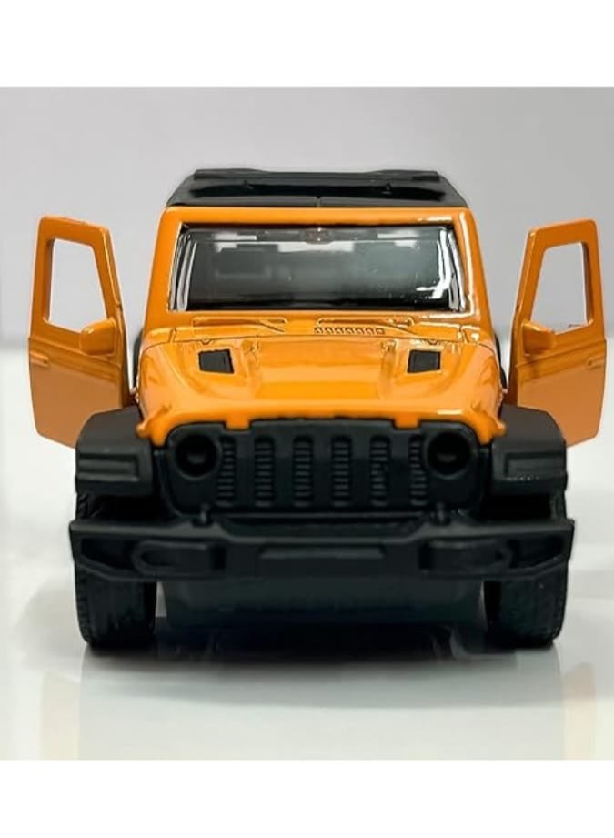 1:36 Scale Die-Cast Jeep Model Car – Pull Back Toy Vehicle, Orange & Black, Metal Body with Plastic Parts, Collectible & Gift for Kids & Adults - Image 3