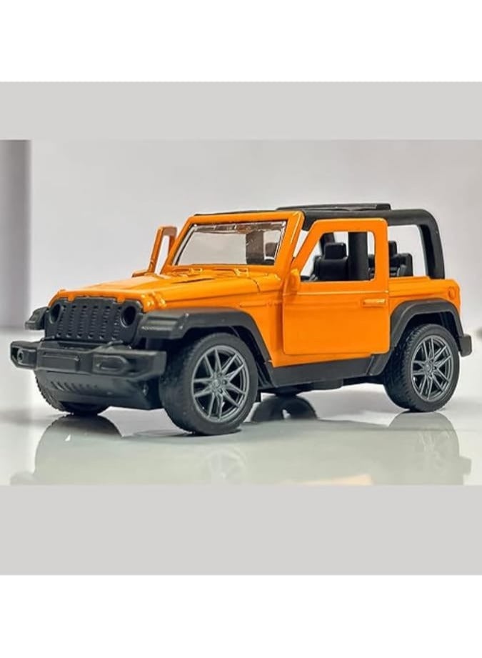 1:36 Scale Die-Cast Jeep Model Car – Pull Back Toy Vehicle, Orange & Black, Metal Body with Plastic Parts, Collectible & Gift for Kids & Adults - Image 2