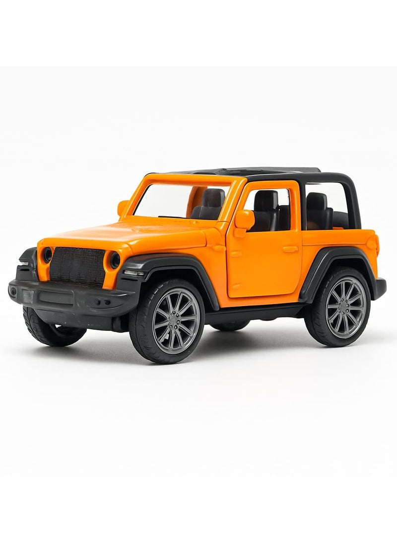 1:36 Scale Die-Cast Jeep Model Car – Pull Back Toy Vehicle, Orange & Black, Metal Body with Plastic Parts, Collectible & Gift for Kids & Adults - Image 1