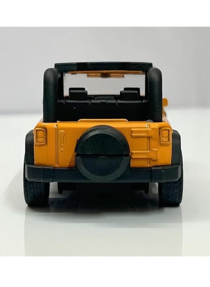 1:36 Scale Die-Cast Jeep Model Car – Pull Back Toy Vehicle, Orange & Black, Metal Body with Plastic Parts, Collectible & Gift for Kids & Adults - Image 4