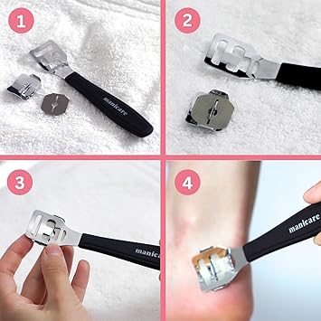 Manicare Corn And Callus Remover Pedicure Tool For Safely Removing Corns Calluses Dead Dry Hard Skin Includes 10 Replacement Heads Foot And Heel Scrubber Scraper Corn Plane Footcare - Image 5