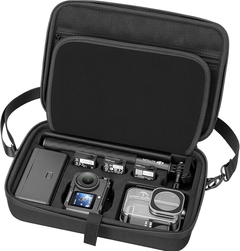 AMAZEAR Portable Carry Case for DJI Action 6, Shoulder Strap Hard Shell Travel Bag for DJI Osmo Action 6 Accessories, Compact Water-Resistant Organizer Case - Image 1