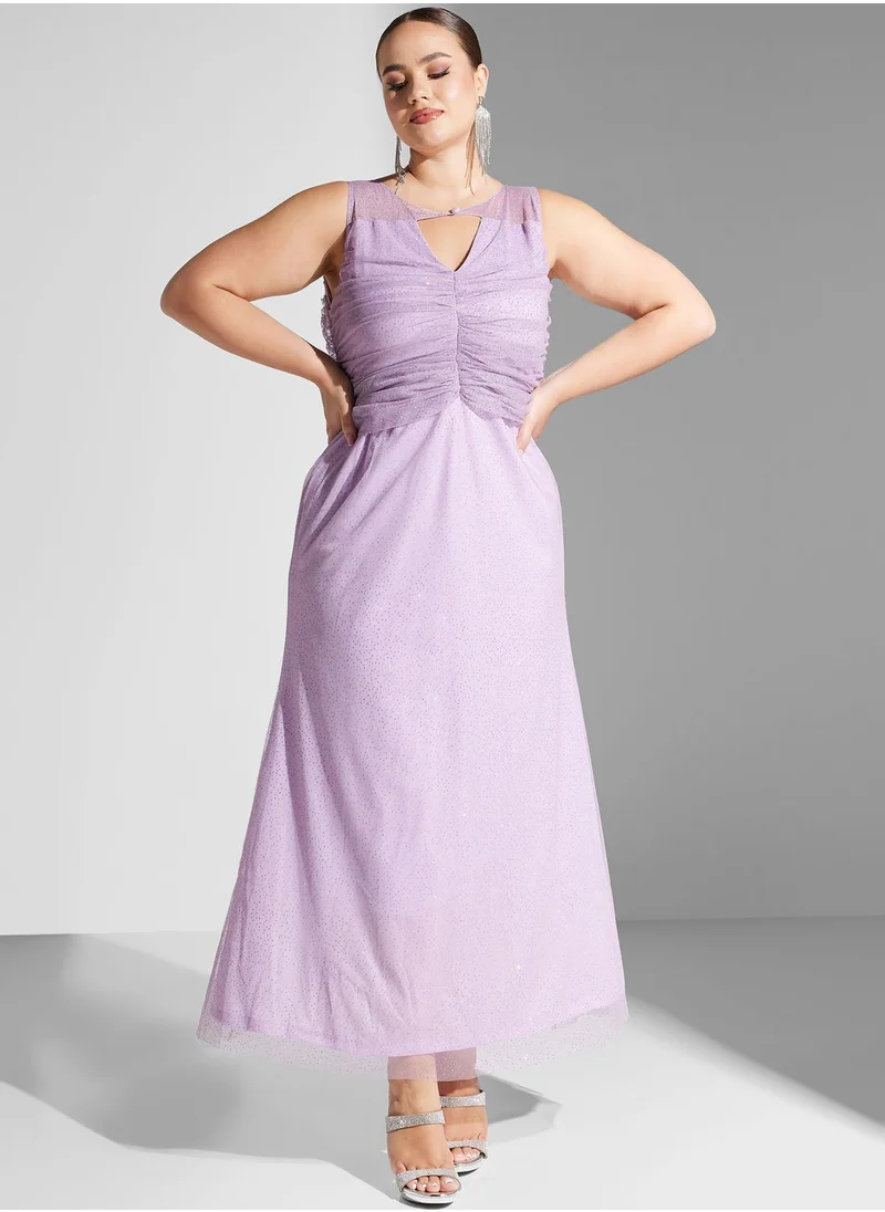 Ella Limited Curve Sleeveless Printed Dress
