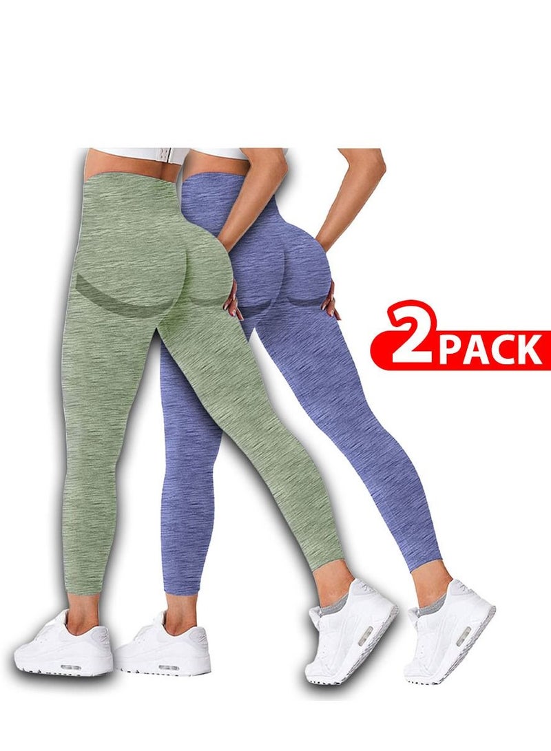 CATANES 2 Pack Of Women Seamless Legging Tummy Control High Waist Workout Gym Yoga Pants Small Multicolour - Image 1