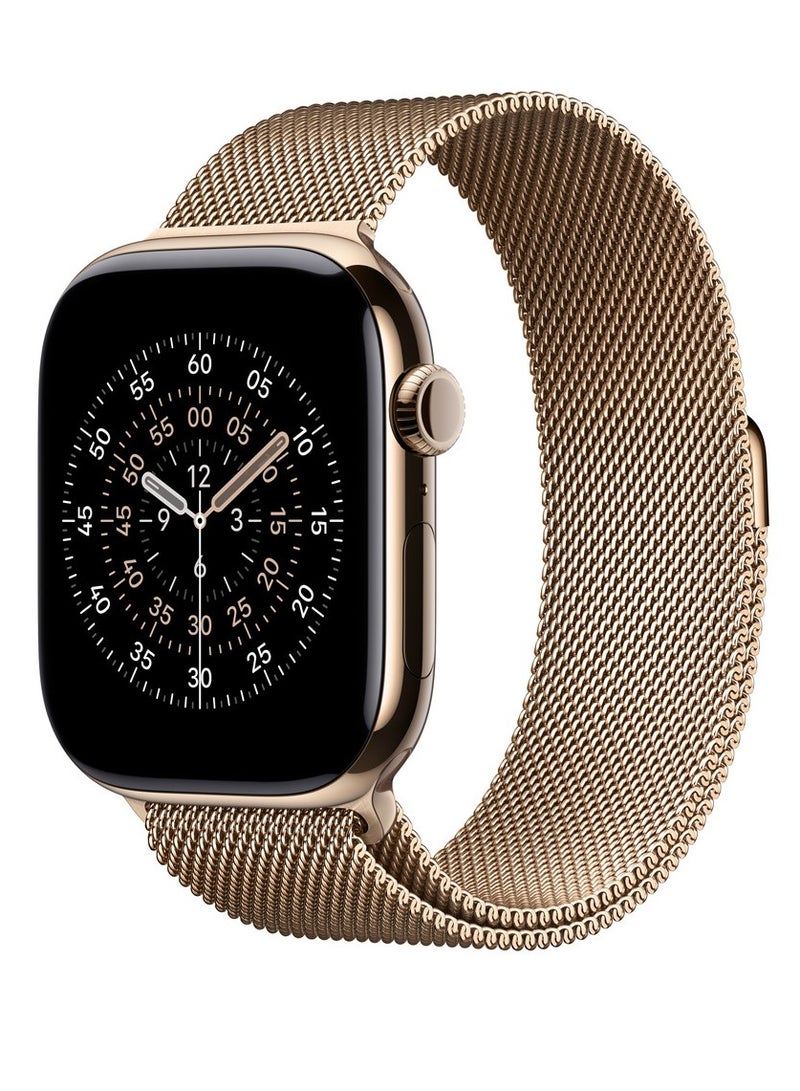 Watch Apple Watch Milanese Loop Band Compatible with 38mm 40mm 41mm, (42mm Series 10 and 11) Series 9 / 8 / 7 / 6 / 5 / 4 / 3 / 2 / 1 & SE – Premium Stainless Steel Magnetic Mesh Strap - Gold - Image 1