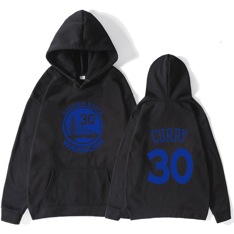 2021 cross-border NBA basketball sweater Warriors team 30 curry sports sweater mens trendy hoodie men Black 