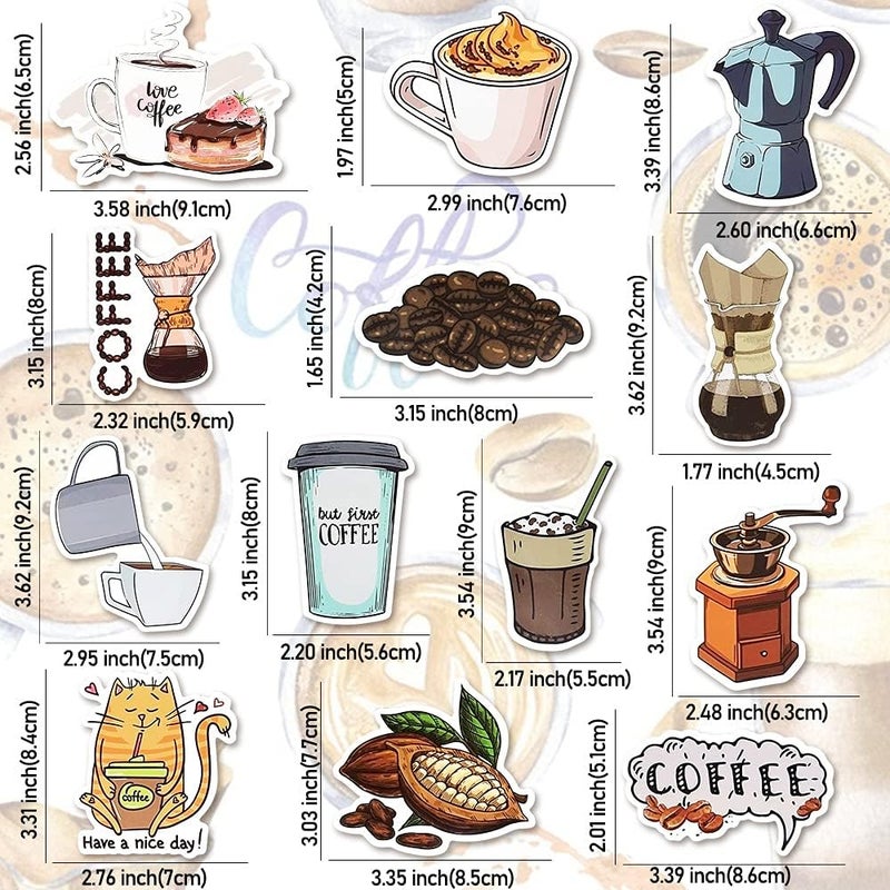 QTL Waterproof Stickers for Laptop Water Bottle Skateboard DIY (50Pcs Coffee Style) - Image 3