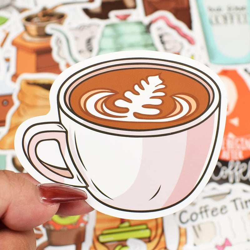 QTL Waterproof Stickers for Laptop Water Bottle Skateboard DIY (50Pcs Coffee Style) - Image 5