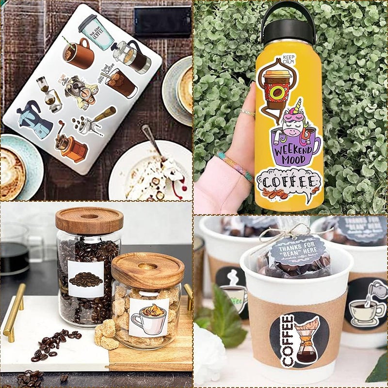 QTL Waterproof Stickers for Laptop Water Bottle Skateboard DIY (50Pcs Coffee Style) - Image 2