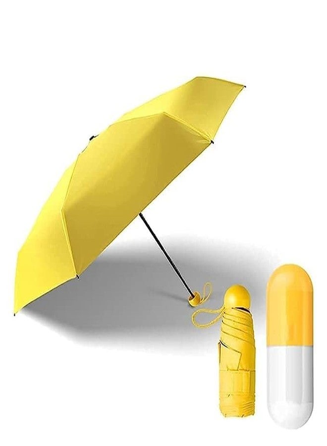 EXEMARTZ Capsule Umbrella | Mini Compact Umbrella Use While Traveling | Windproof, Protect from UV Rays & Rain | Portable 4 fold Mini Cute Capsule Design Umbrellas (Yellow) - Image 2