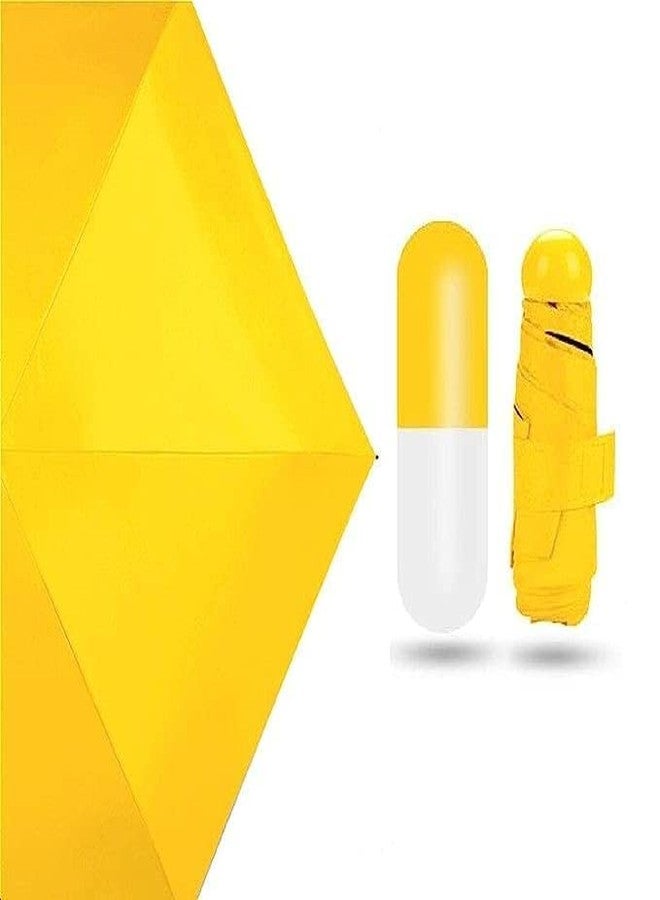 EXEMARTZ Capsule Umbrella | Mini Compact Umbrella Use While Traveling | Windproof, Protect from UV Rays & Rain | Portable 4 fold Mini Cute Capsule Design Umbrellas (Yellow) - Image 1