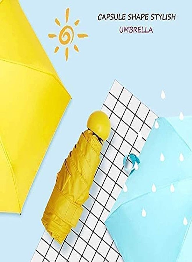 EXEMARTZ Capsule Umbrella | Mini Compact Umbrella Use While Traveling | Windproof, Protect from UV Rays & Rain | Portable 4 fold Mini Cute Capsule Design Umbrellas (Yellow) - Image 3
