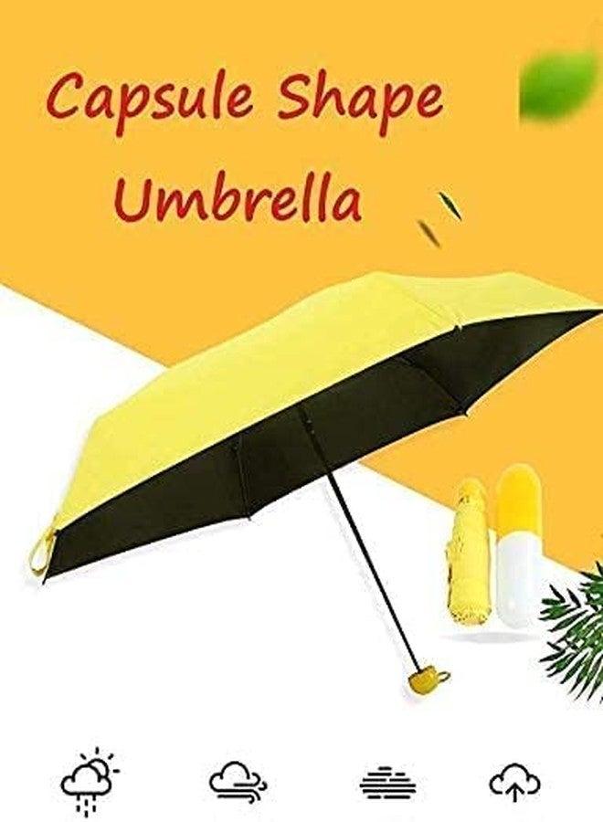 EXEMARTZ Capsule Umbrella | Mini Compact Umbrella Use While Traveling | Windproof, Protect from UV Rays & Rain | Portable 4 fold Mini Cute Capsule Design Umbrellas (Yellow) - Image 5