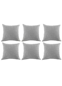 In-House Set of 6 Pieces Square Linen Decorative Cushion with Solid Design and Elegant Colors  - Image 2