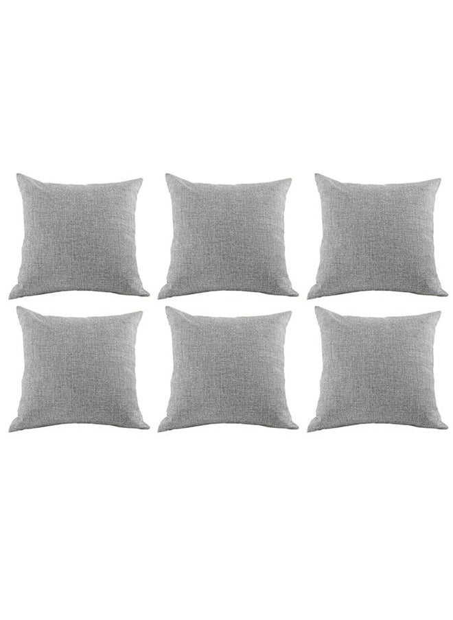 Set of 6 Pieces Square Linen Decorative Cushion with Solid Design and Elegant Colors