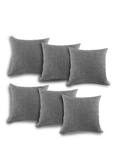 In-House Set of 6 Pieces Square Linen Decorative Cushion with Solid Design and Elegant Colors  - Image 3