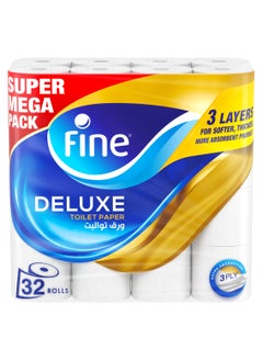 Fine 3 Ply Deluxe Toilet Paper 32 Rolls 140 Sheets  - Image 1