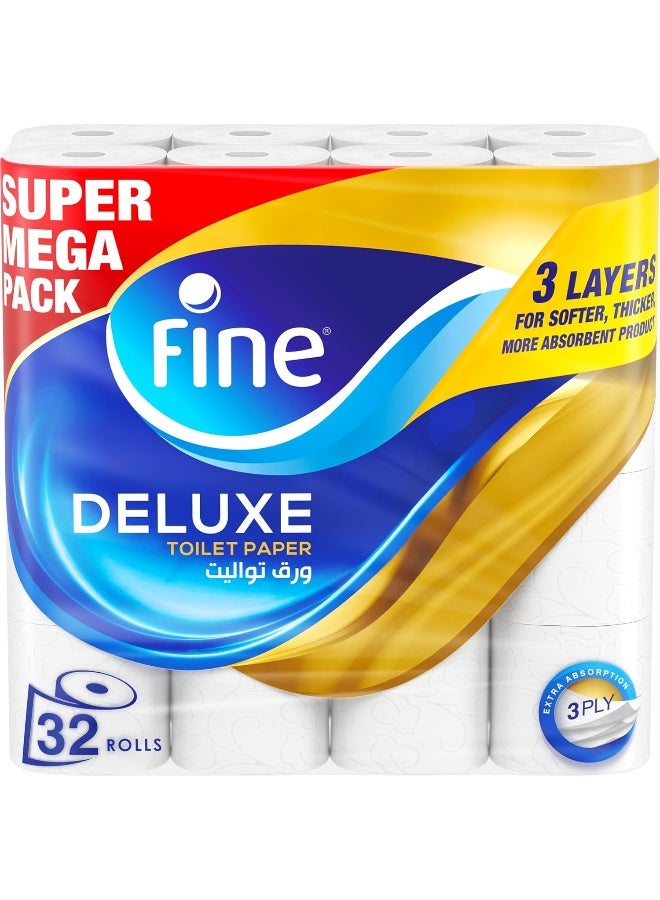Fine Toilet Paper 140 Sheets 3 Ply Pack of 32 Rolls - Image 1