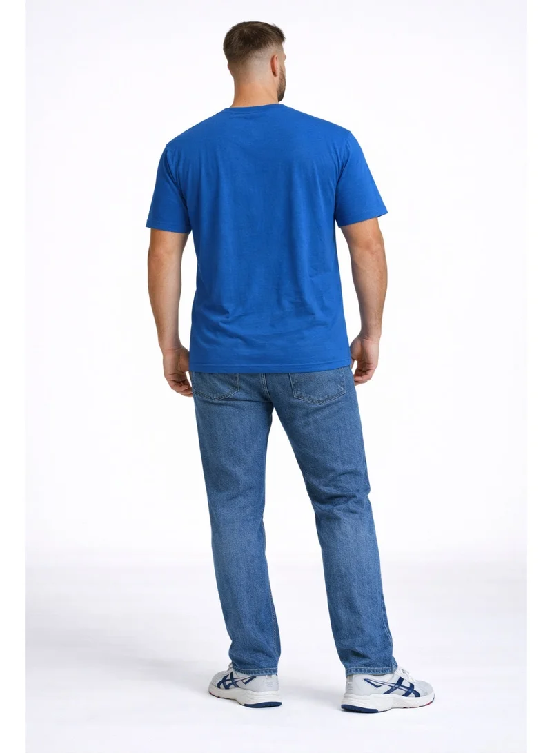 لعب البولو تيشيرت رجالي مطبوع أزرق