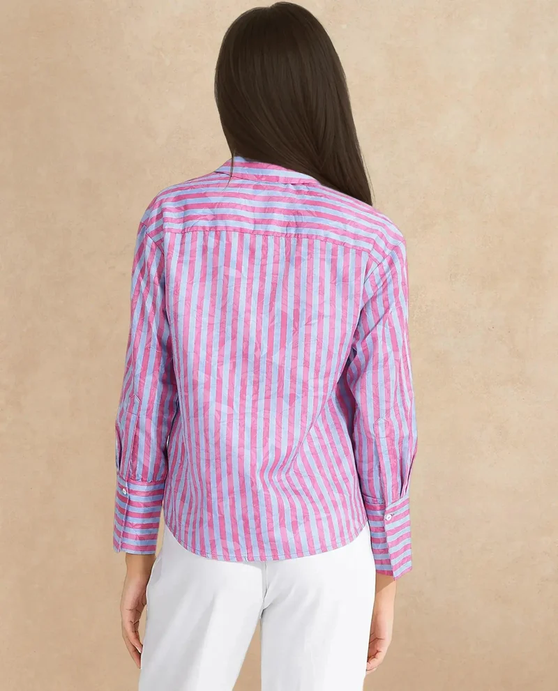 Rareism Women's Striped Paisley Print Shirt