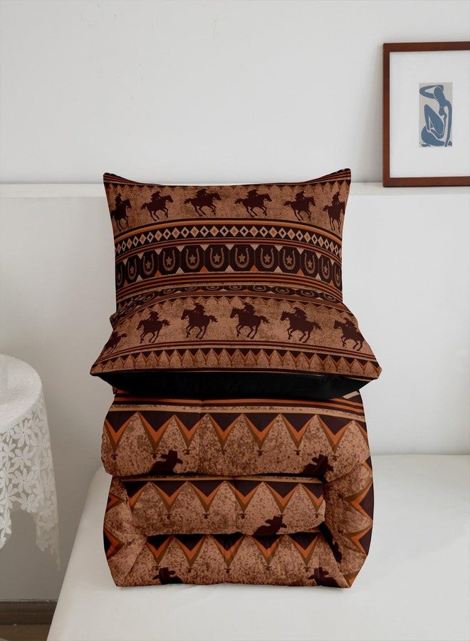 Feelyou Western Decor Comforter Set King Size Horse Comforter Southwestern Native Aztec Bedding Set Retro Exotic Boho Duvet Set Room Decor Rustic Brown Quilt Set - Image 5