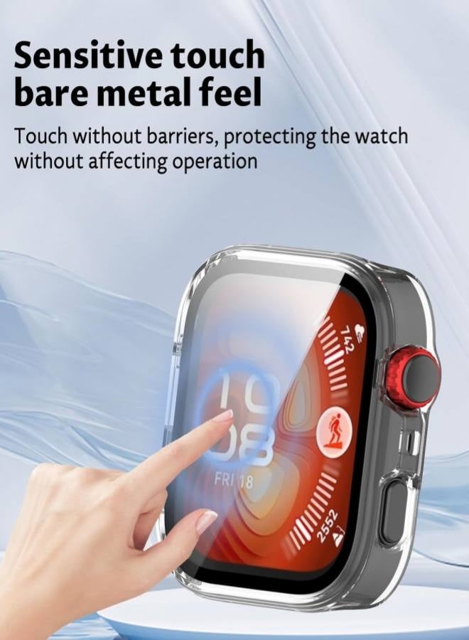 Case for Huawei Watch Fit 4 Pro Smart Watch,UYRUREL PC Shell+Tempered Glass Integrated Design,Anti Fall and Scratch Resistant, High-Definition and Transparent,Black+Clear+Bule，3 Pcs - Image 4