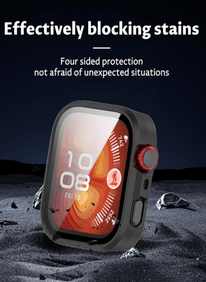 Case for Huawei Watch Fit 4 Pro Smart Watch,UYRUREL PC Shell+Tempered Glass Integrated Design,Anti Fall and Scratch Resistant, High-Definition and Transparent,Black+Clear+Bule，3 Pcs - Image 3