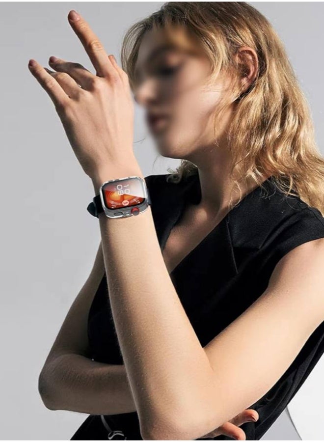 Case for Huawei Watch Fit 4 Pro Smart Watch,UYRUREL PC Shell+Tempered Glass Integrated Design,Anti Fall and Scratch Resistant, High-Definition and Transparent,Black+Clear+Bule，3 Pcs - Image 5