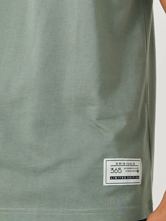 Styli Styli Badge Detail Mock Neck Regular Fit T-Shirt