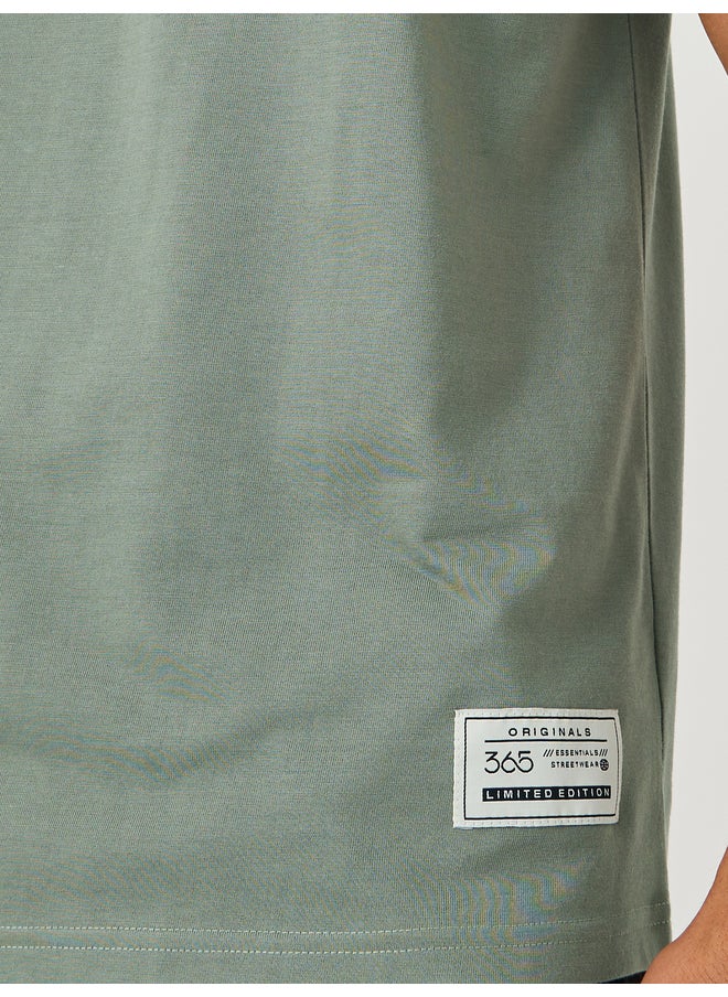 Styli Styli Badge Detail Mock Neck Regular Fit T-Shirt  - Image 3