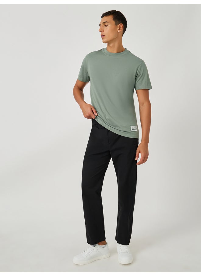 Styli Styli Badge Detail Mock Neck Regular Fit T-Shirt  - Image 2