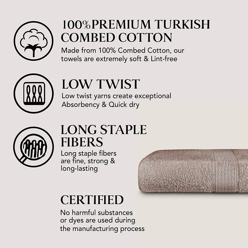 TIQH 100 Turkish Cotton Quick Dry Soft Touch and Absorbent Bath Towel Set of 1 30x60 Inches Beige - Image 3