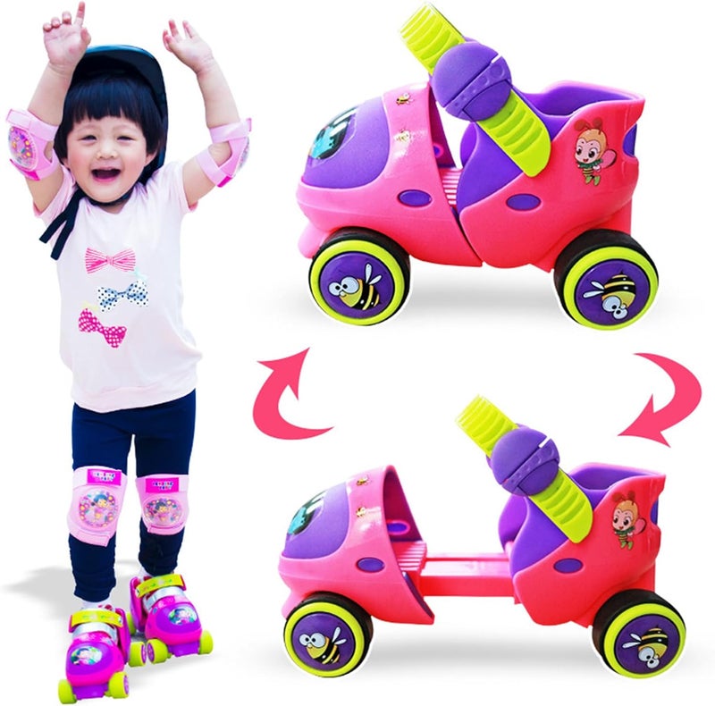 AM ANNA Kids Adjustable Quad Roller Skates for Toddlers Age 2-5 - Rose Red - Image 2