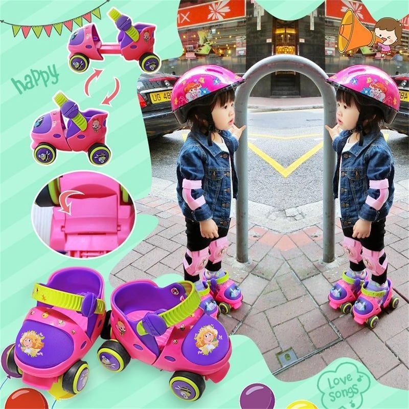 AM ANNA Kids Adjustable Quad Roller Skates for Toddlers Age 2-5 - Rose Red - Image 4